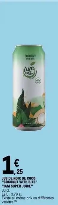 Jus de noix de coco "coconut with bits" "iam super juice" 33 cl