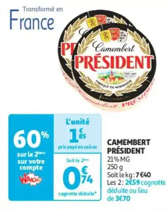 PRÉSIDENT Camembert 250 g