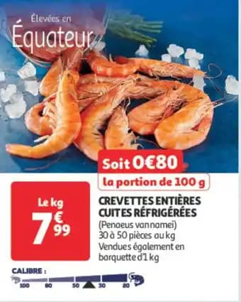 Crevettes entières cuites réfrigérées 1 kg