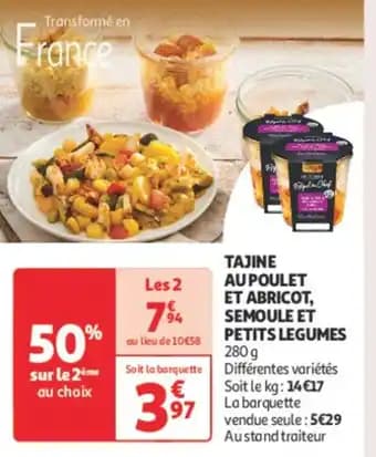 Tajine aupoulet et abricot, semoule et petits legumes 280 g