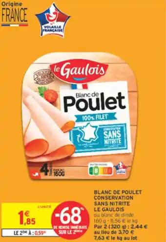 Blanc de poulet conservation sans nitrite le gaulois 160 g
