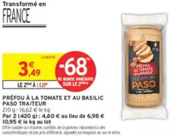 Préfou à la tomate et au basilic paso traiteur 210 g