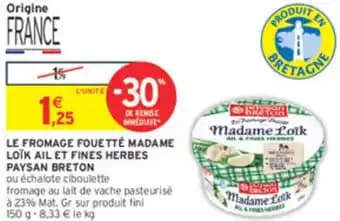 Le fromage fouette madame loïk ail et fines herbes paysan breton 150 g