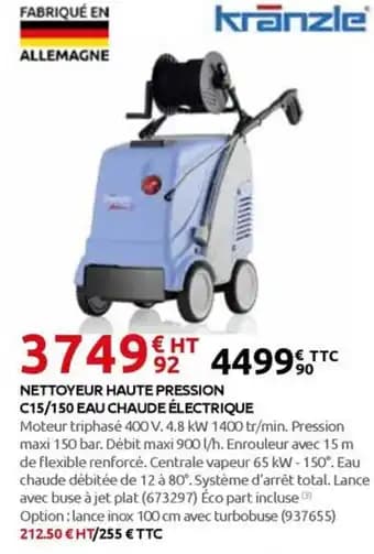 KRANZLE Nettoyeur haute pression c15/150 eau chaude électrique