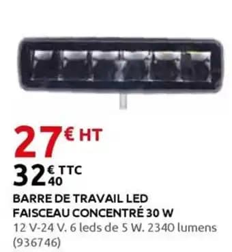 Barre de travail led faisceau concentré 30 w