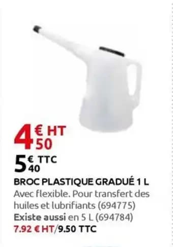 Broc plastique gradué 1 l