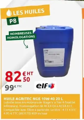 ELF Huile agritec nge 10w-40 20 L