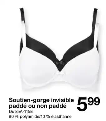 Soutien-gorge invisible paddé ou non paddé
