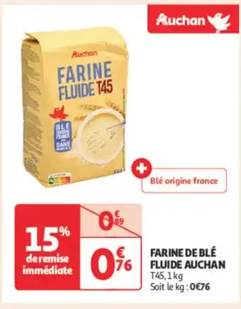 AUCHAN Farine de blé fluide