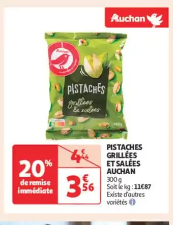 AUCHAN Pistaches grillées et salées 300 g