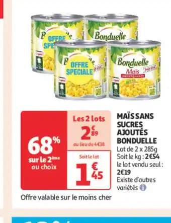 BONDUELLE Maïssans sucres ajoutés 2 x 285 g