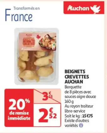 AUCHAN Beignets crevettes 160 g