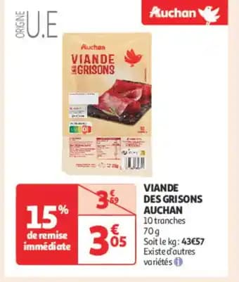 AUCHAN Viande des grisons 70 g