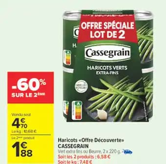 CASSEGRAIN Haricots Offre Découverte 2 x 220 g