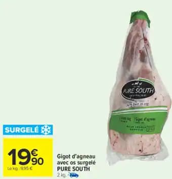PURE SOUTH Gigot d'agneau avec os surgelé 2 kg