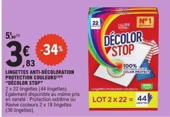 LINGETTES ANTI-DÉCOLORATION PROTECTION COULEURS “DÉCOLOR STOP”