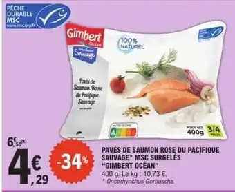 Pavés de Saumon Rose du Pacifique Sauvage MSC Surgelés 'Gimbert Océan'