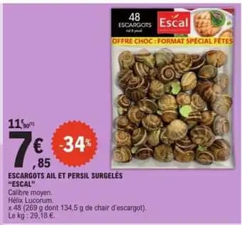 ESCARGOTS AIL ET PERSIL SURGELÉS 'ESCAL'