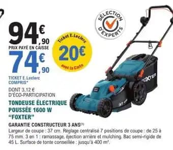 Tondeuse Électrique Poussée 1600 W Foxter