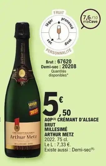 AOP CRÉMANT D'ALSACE BRUT MILLESIMÉ ARTHUR METZ