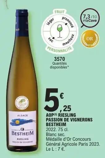 AOP Riesling Passion de Vignerons Bestheim