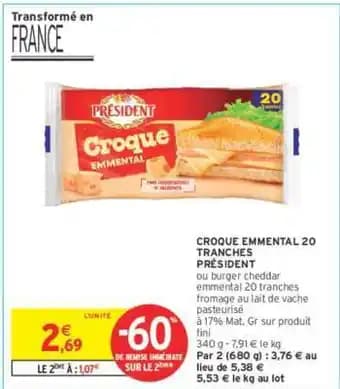 PRÉSIDENT CROQUE EMMENTAL 20 TRANCHES