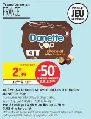 DANETTE POP CRÈME AU CHOCOLAT AVEC BILLES 3 CHOCOS