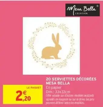 MESA BELLA 20 SERVIETTES DÉCORÉES