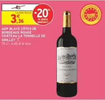 CHÂTEAU LA TONNELLE DE GRILLET AOP BLAYE CÔTES DE BORDEAUX ROUGE