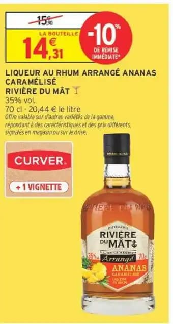 RIVIÈRE DU MÂT LIQUEUR AU RHUM ARRANGÉ ANANAS CARAMÉLISÉ