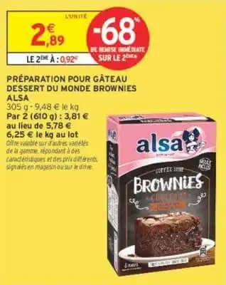 ALSA PRÉPARATION POUR GÂTEAU DESSERT DU MONDE BROWNIES