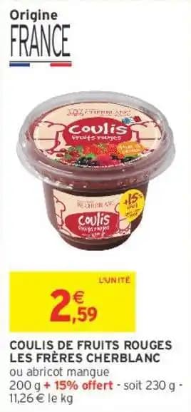 LES FRÈRES CHERBLANC COULIS DE FRUITS ROUGES