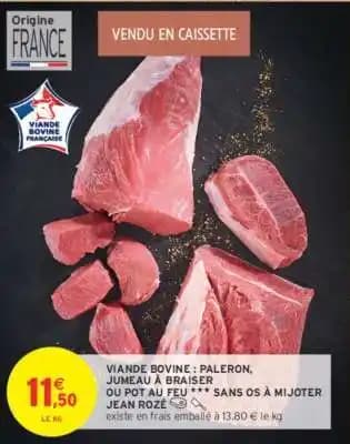 JEAN ROZÉ VIANDE BOVINE : PALERON, JUMEAU À BRAISER OU POT AU FEU *** SANS OS À MIJOTER