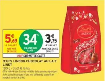LINDT ŒUFS LINDOR CHOCOLAT AU LAIT