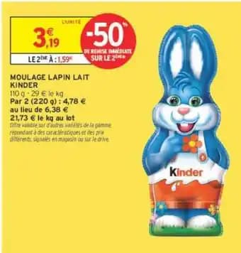 KINDER MOULAGE LAPIN LAIT