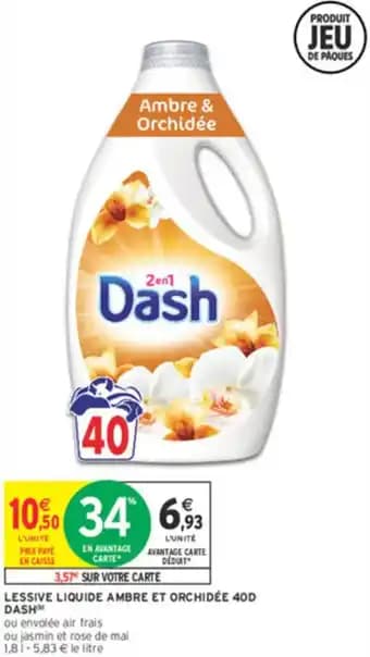 Lessive liquide ambre et orchidée 40d dash 1 l