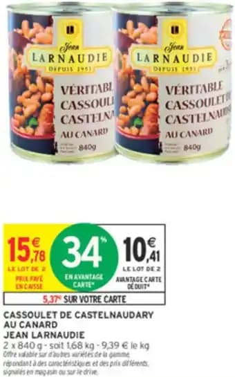 Cassoulet de castelnaudary au canard jean larnaudie 840 g