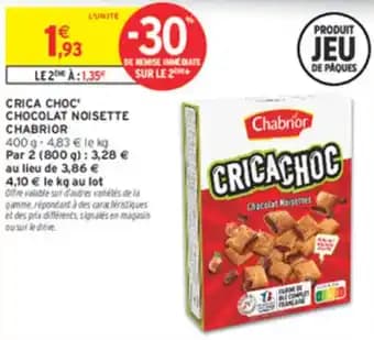 Crica choc chocolat noisette chabrior 400 g