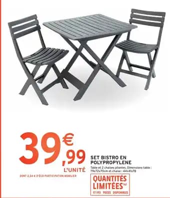 Set Bistro en Polypropylene