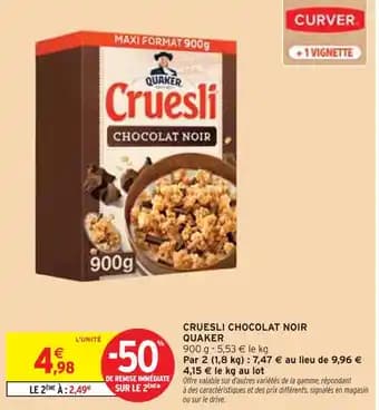 QUAKER Cruesli chocolat noir