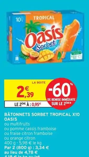 OASIS Bâtonnets sorbet tropical x10