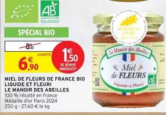 LE MANOIR DES ABEILLES Miel de fleurs de France bio liquide et fleuri