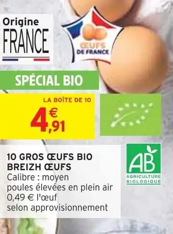BREIZH ŒUFS 10 gros œufs bio