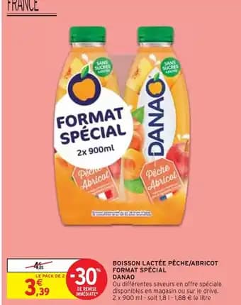DANAO Boisson lactée pêche/abricot format spécial