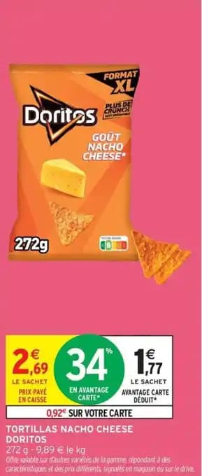 Tortillas nacho cheese doritos 275 g