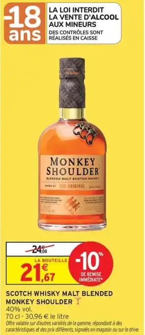 Promotion Exclusives de 5
Monkey shoulder : Découvrez l'Offre incontournable