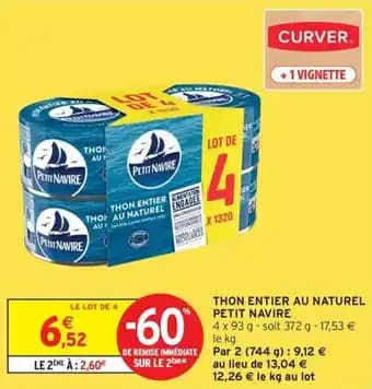 Thon entier au naturel petit navire 372 g