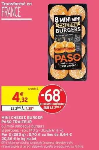Mini cheese burger paso traiteur 140 g