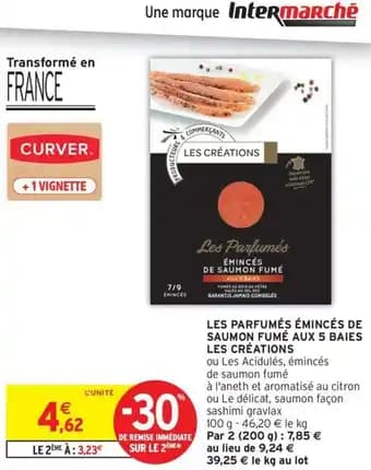 Les parfumés émincés de saumon fumé aux 5 baies les créations 100 g