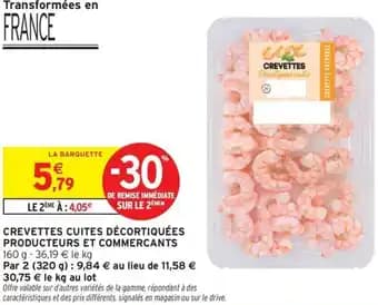 Crevettes cuites décortiquées producteurs et commercants 160 g